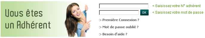 Formulaire de connexion adherent