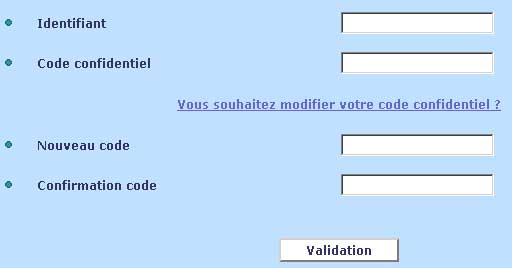 Formulaire modification code confidentiel