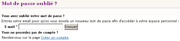 Mot de passe oublié ?