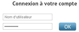 Popup connexion à votre compte : Nom d'utilisateur et mot de passe
