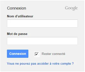 Connexion Google - Nom d'utilisateur et Mot de passe
