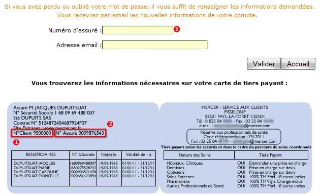 Demande de code d'authentification Mercernet