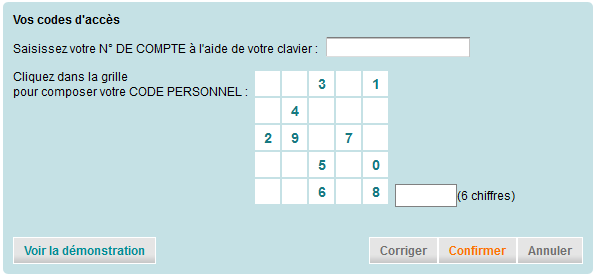 Vos codes d'accès