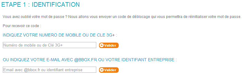 Mot de passe oublié pour votre compte Bouygues Telecom